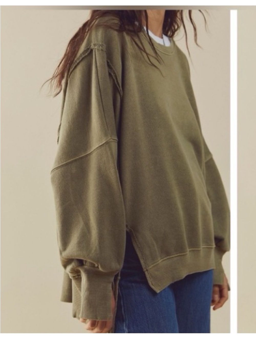 Free People We The Free Camden Sweatshirt in Olive Green